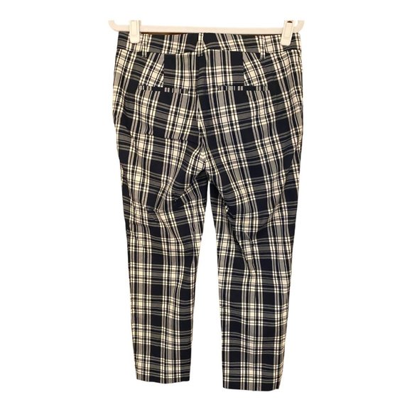 Ann Taylor Pants Women Size 4 Blue White Plaid Cropped Mid-Rise Cotton Stretch - Picture 5 of 9